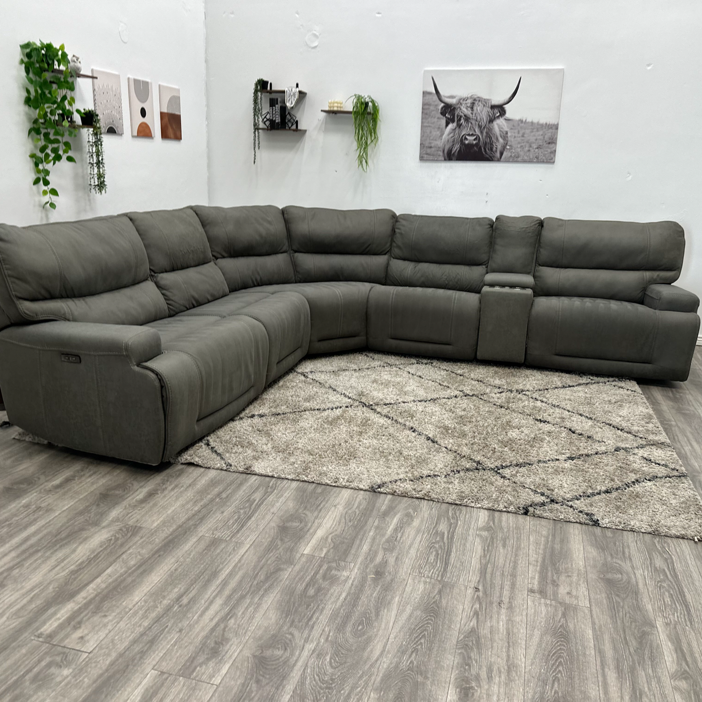 Grey Recliner Sectional Couch - Free Delivery