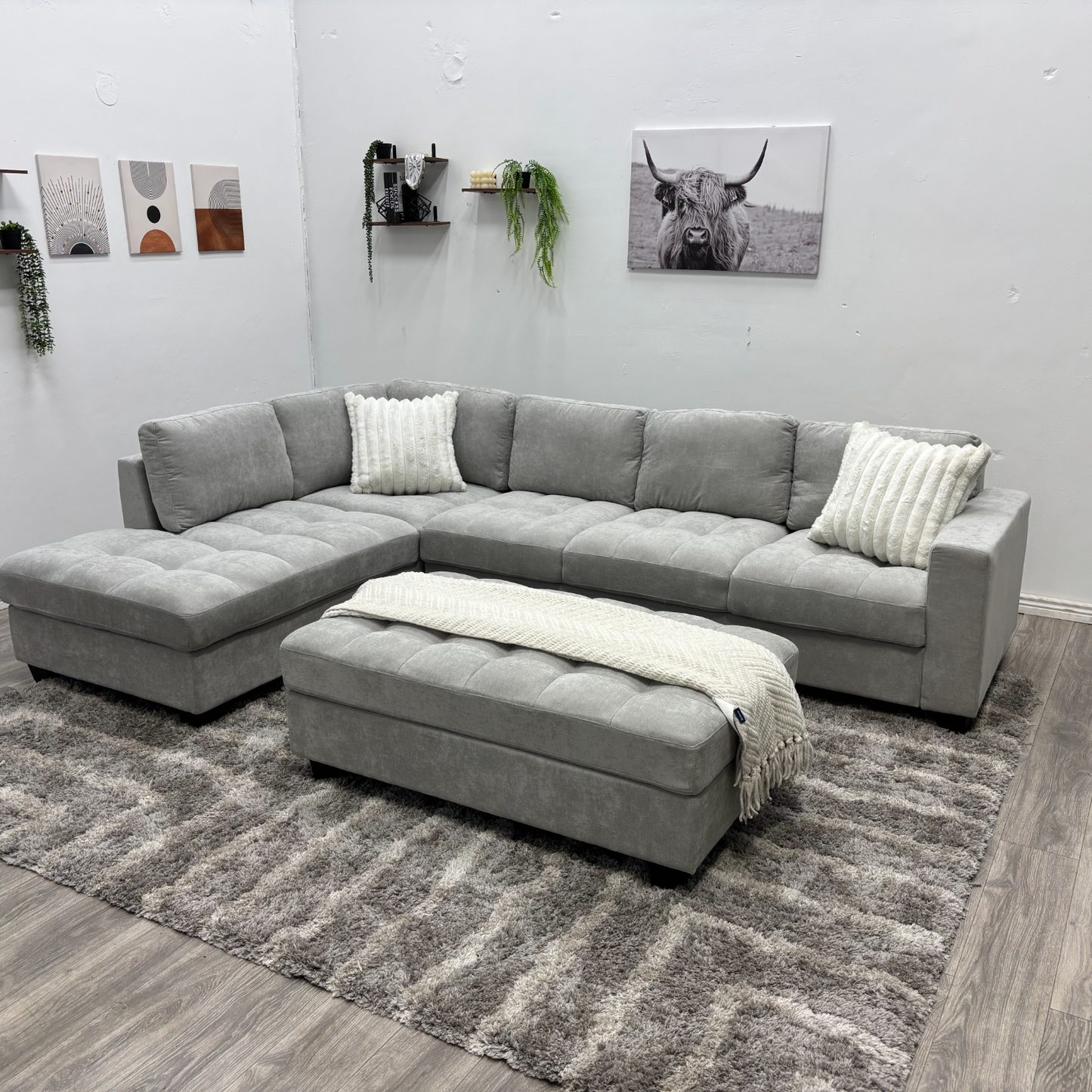 Grey Sectional Couch NEW - Free Delivery