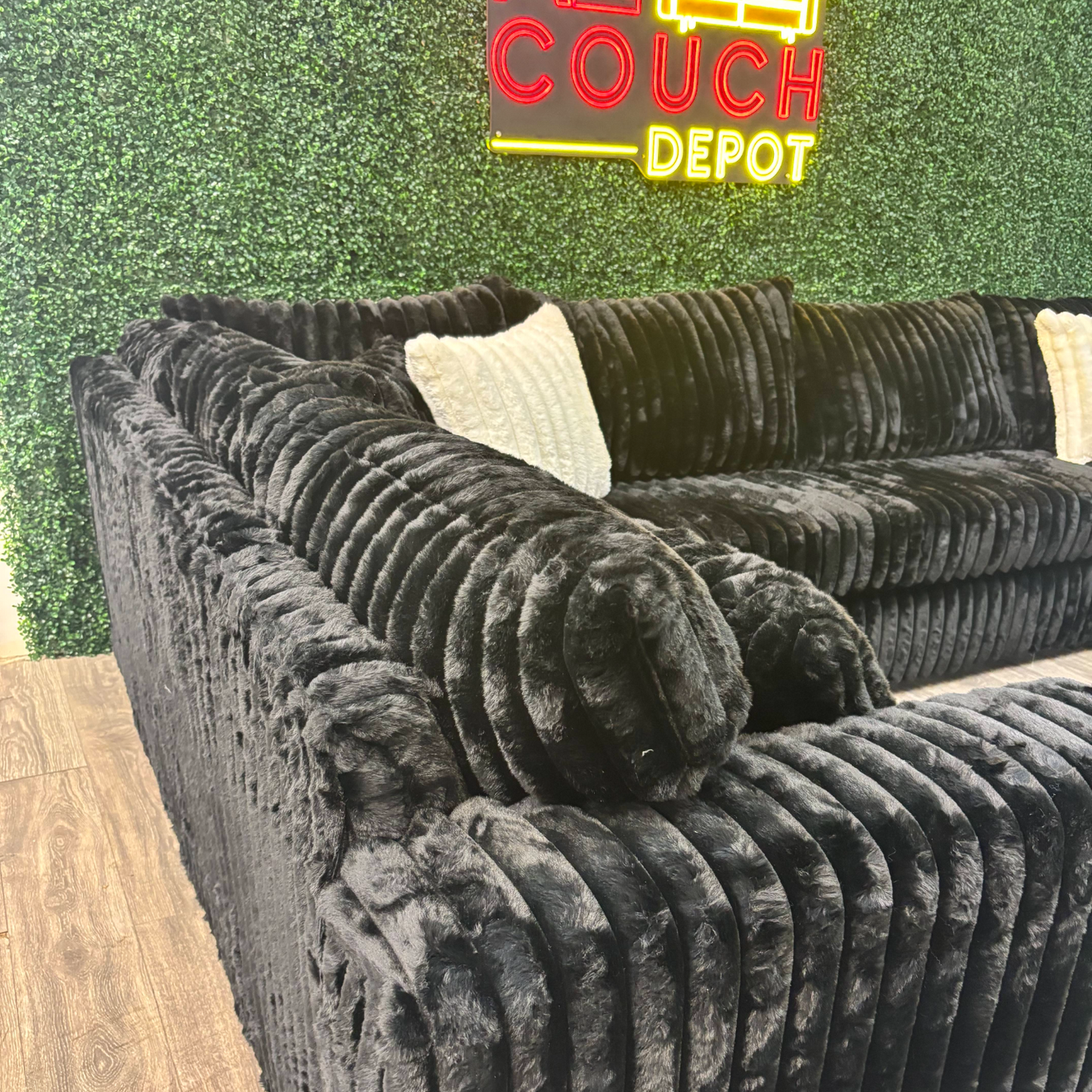 Black Sectional Couch - Free Delivery