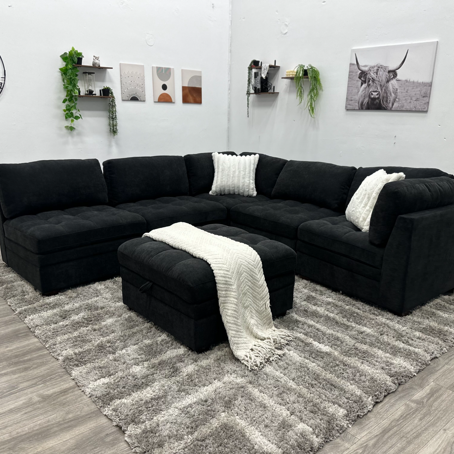Black Modular Sectional Couch - Free Delivery