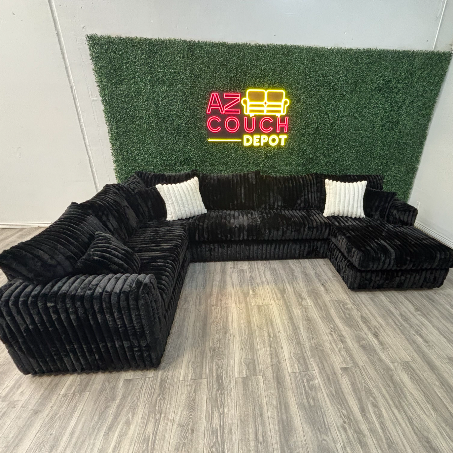 Black Sectional Couch - Free Delivery