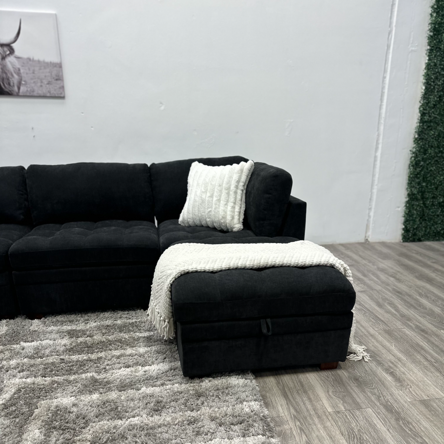 Black Modular Sectional Couch - Free Delivery