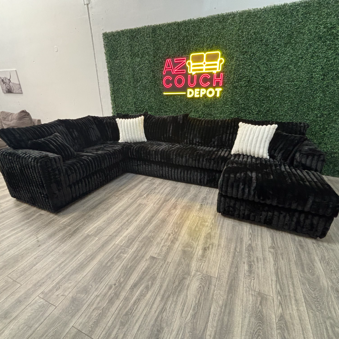 Black Sectional Couch - Free Delivery