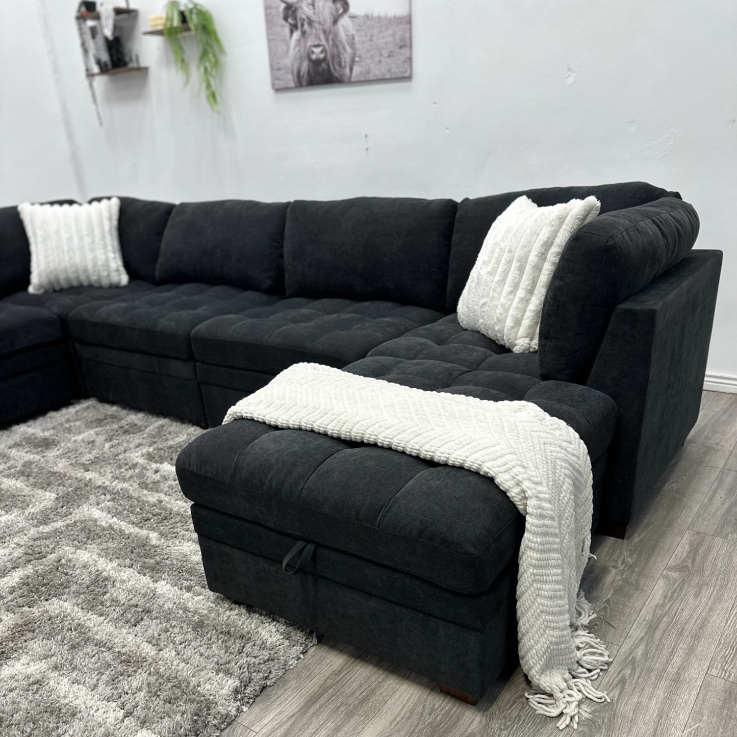 Black Modular Sectional Couch - Free Delivery