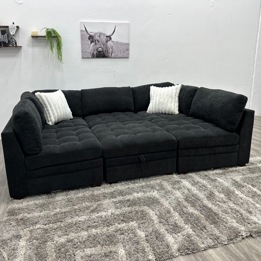 Black Modular Sectional Couch - Free Delivery