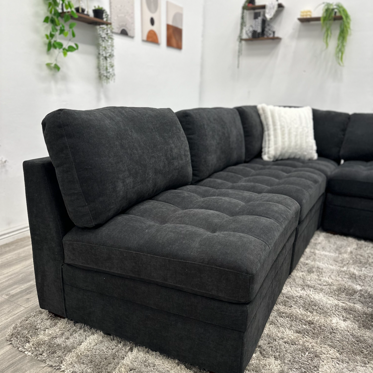 Black Modular Sectional Couch - Free Delivery