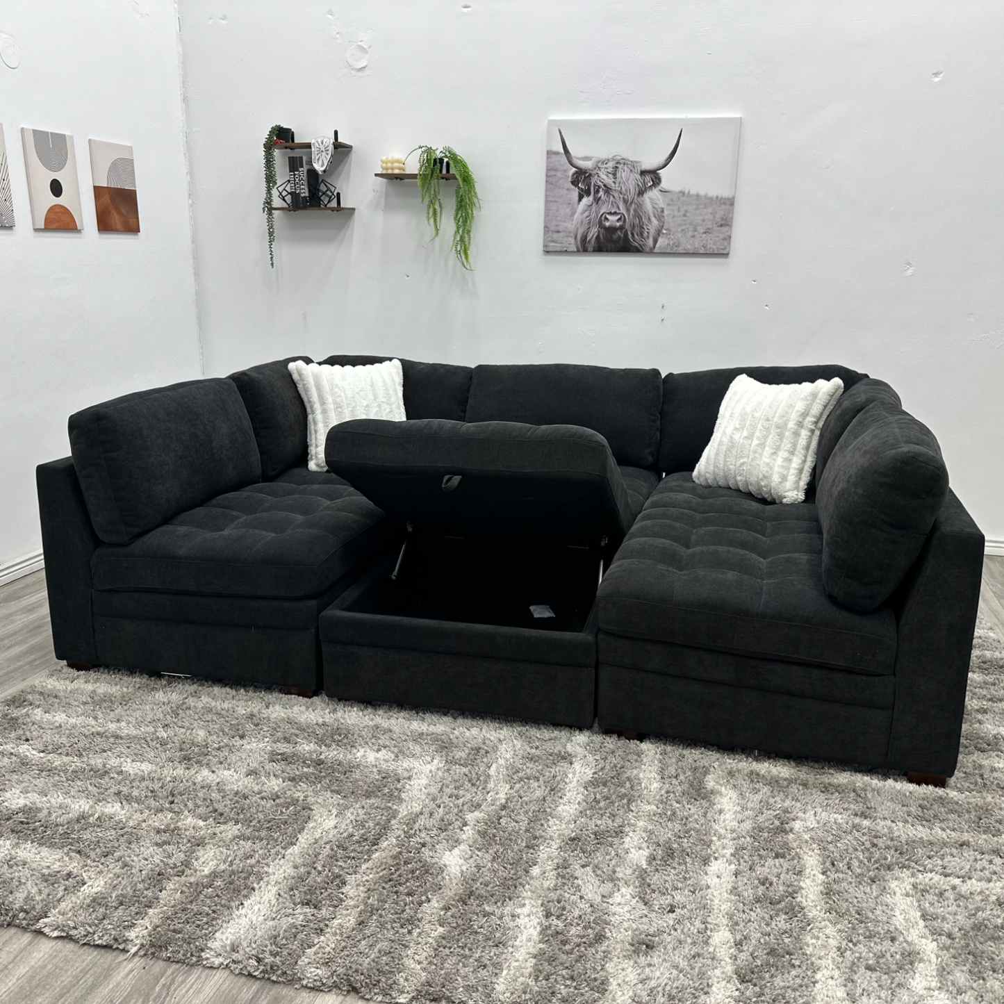 Black Modular Sectional Couch - Free Delivery