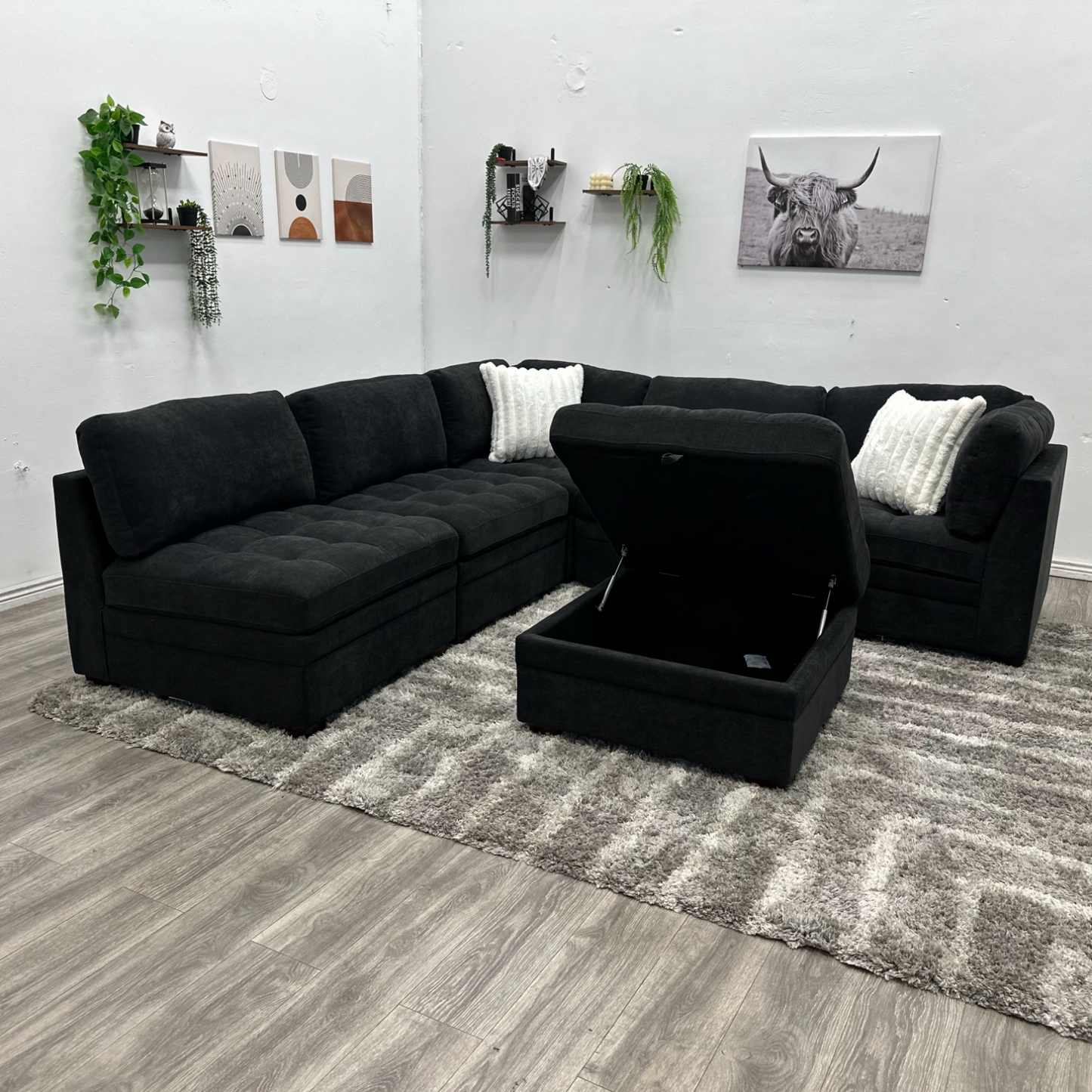 Black Modular Sectional Couch - Free Delivery