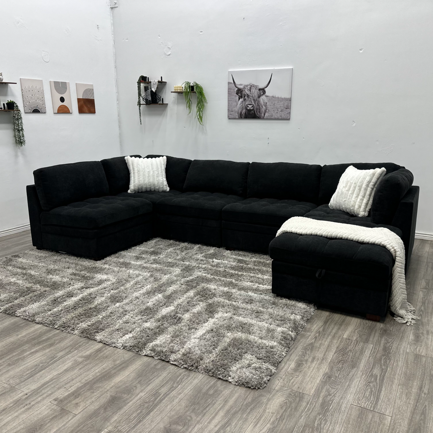 Black Modular Sectional Couch - Free Delivery