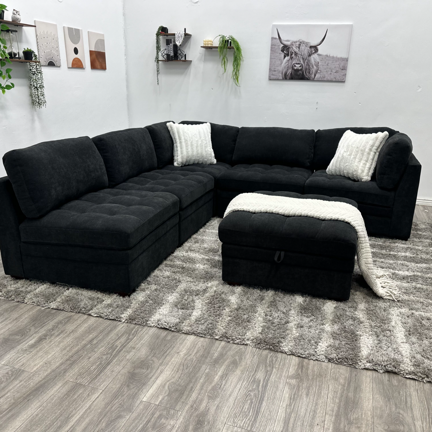 Black Modular Sectional Couch - Free Delivery