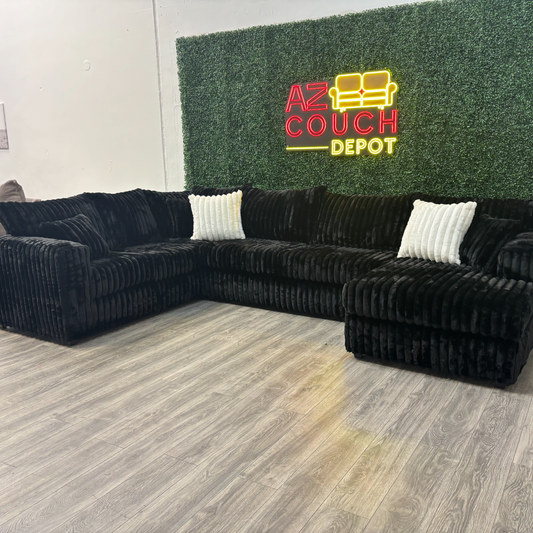 Black Sectional Couch - Free Delivery