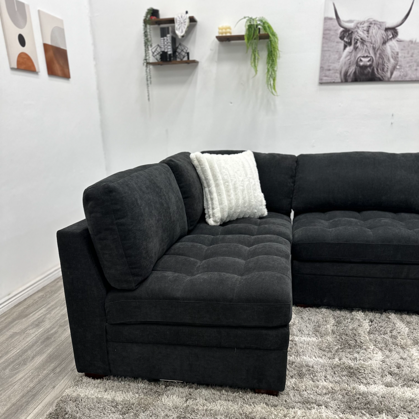 Black Modular Sectional Couch - Free Delivery