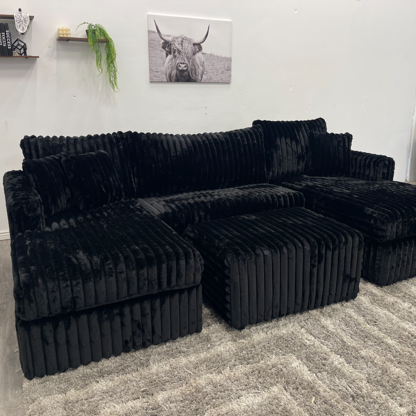 Black Sectional Couch - Free Delivery