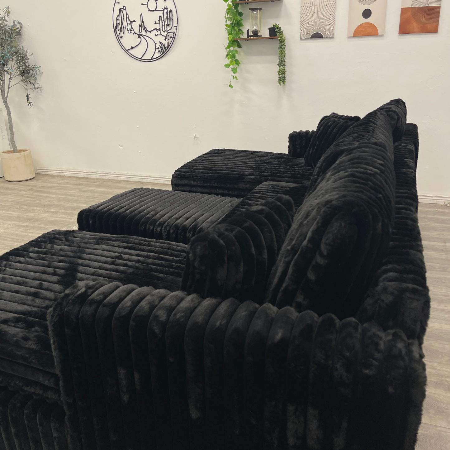 Black Sectional Couch - Free Delivery