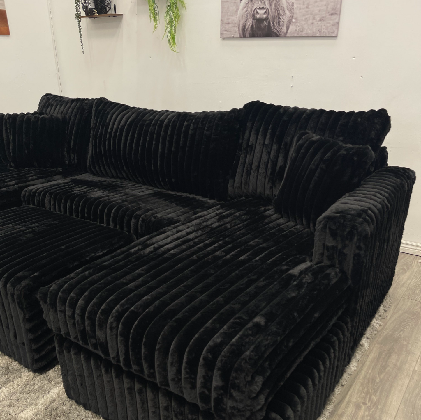 Black Sectional Couch - Free Delivery