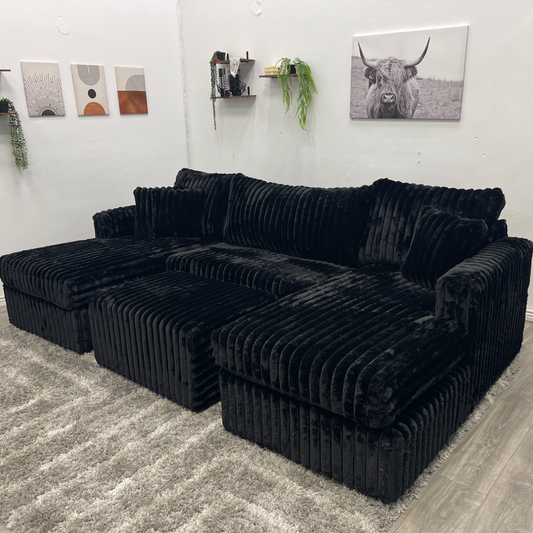 Black Sectional Couch - Free Delivery