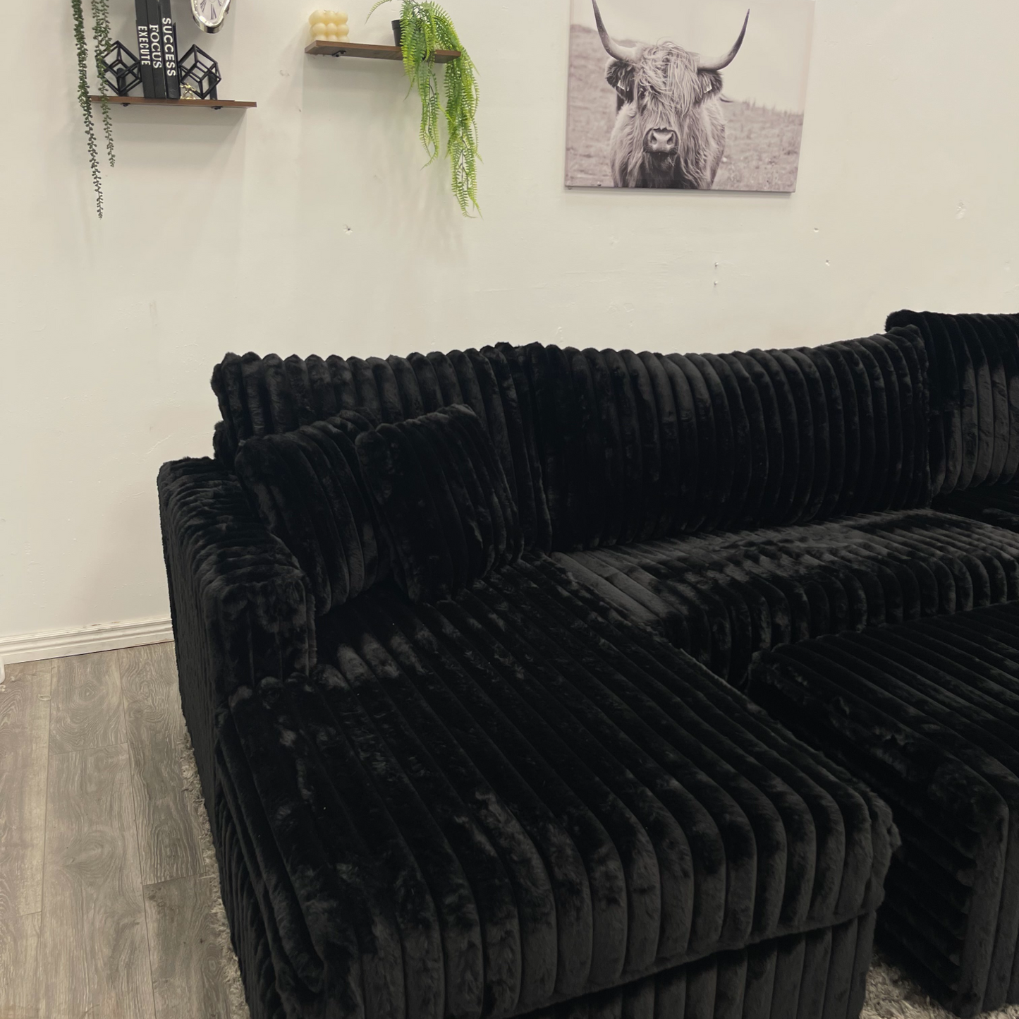 Black Sectional Couch - Free Delivery