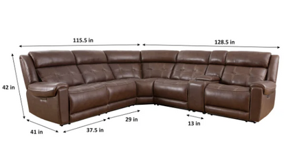 Concord 6-piece Leather Power Reclining Sectional with Power Headrests