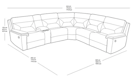 Fletcher 6-piece Fabric Reclining Sectional