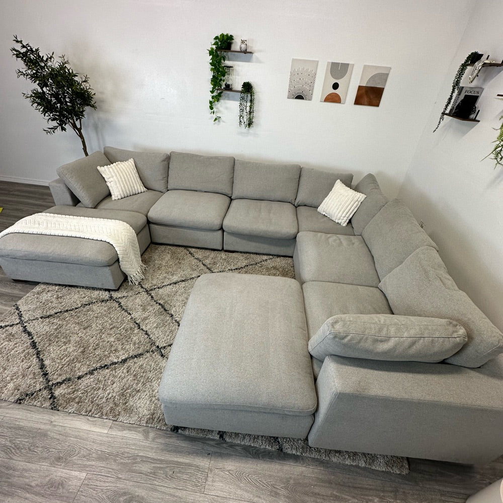 Lowell 8 Piece Grey Sectional Couch - Free Delivery