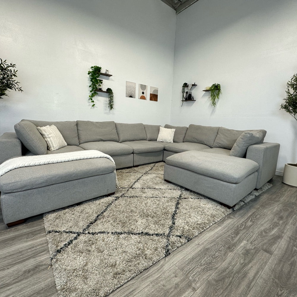 Lowell 8 Piece Grey Sectional Couch - Free Delivery