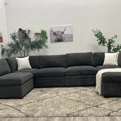 Thomasville Tisdale Modular Sectional 6-piece Dark Gray with Storage Ottoman