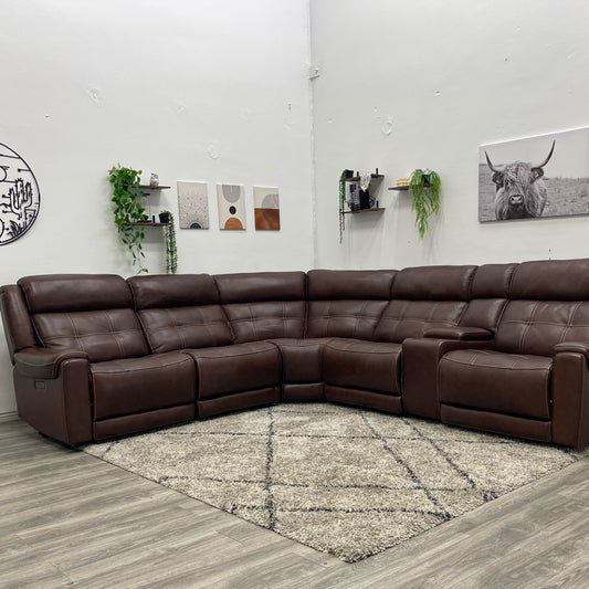 Concord 6-piece Leather Power Reclining Sectional with Power Headrests