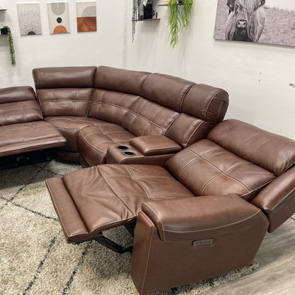 Concord 6-piece Leather Power Reclining Sectional with Power Headrests