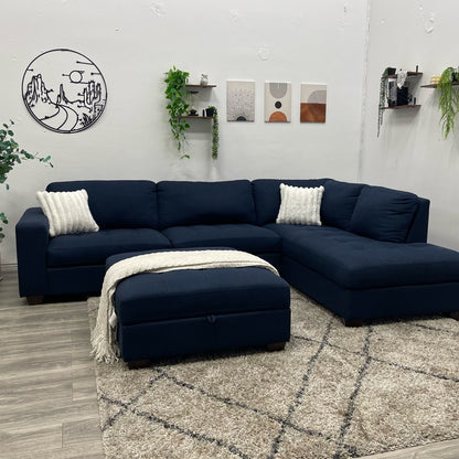 Thomasville Miles Fabric Sectional with Storage Ottoman