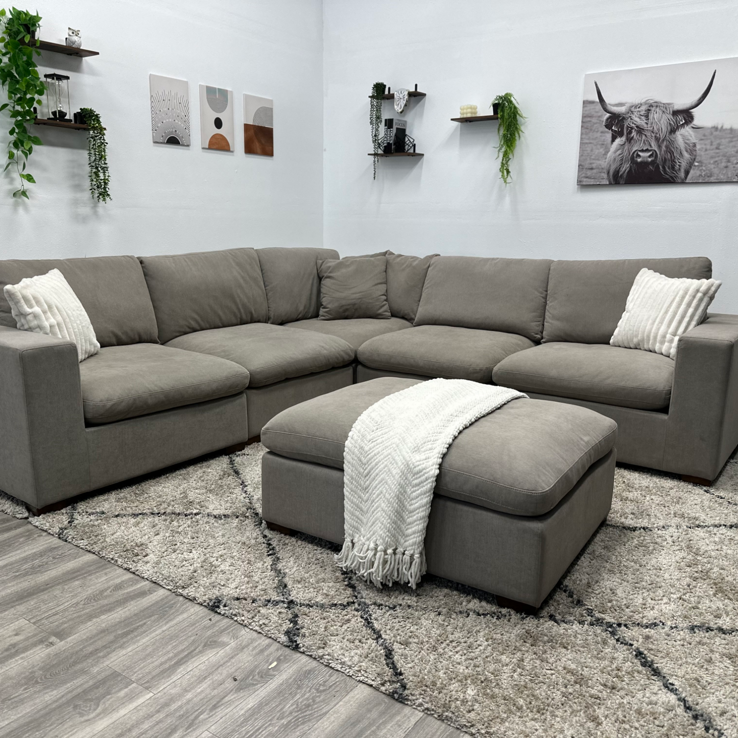 Grey Cloud Sectional Couch - Free Delivery