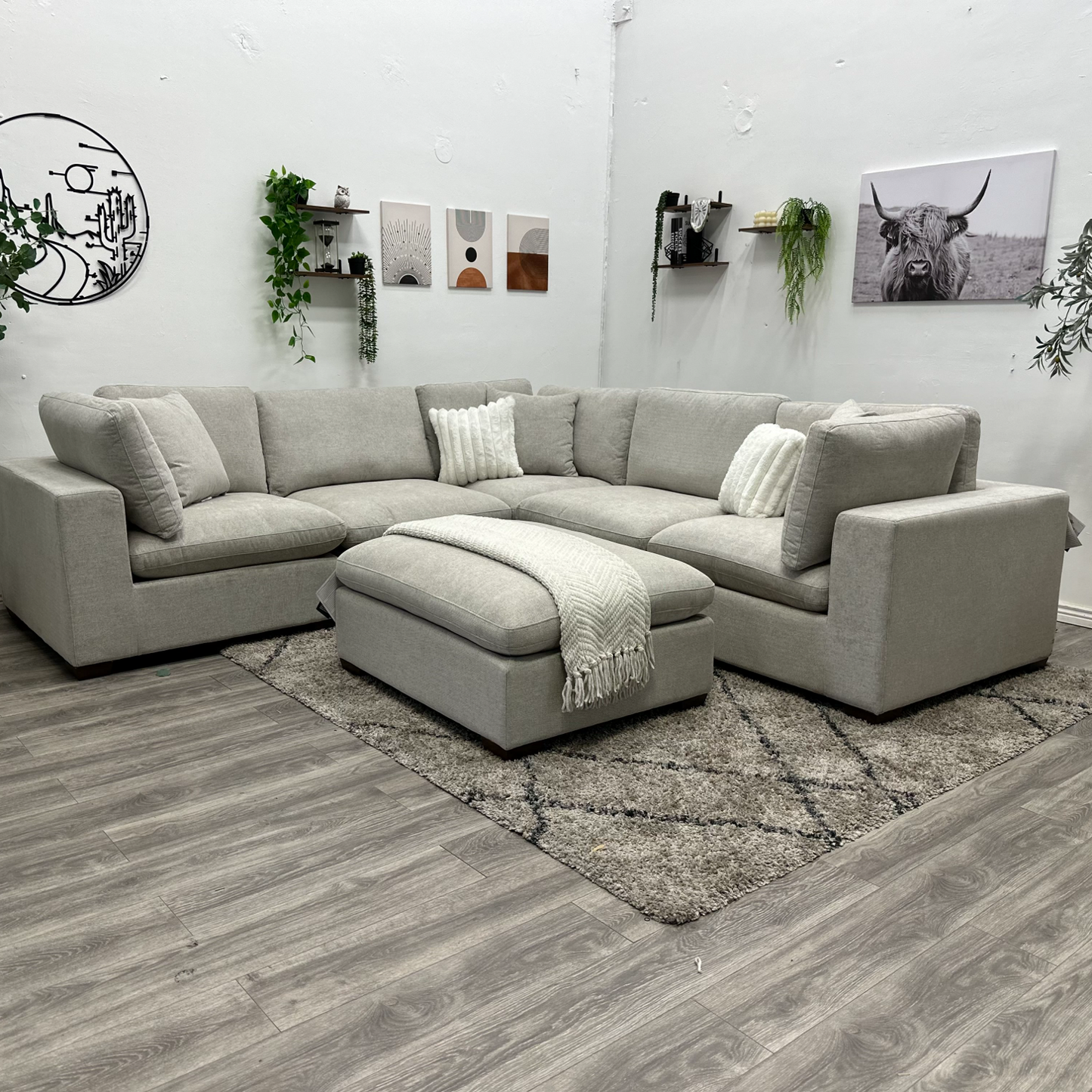 Lowell 6 Piece Light Gray Sectional