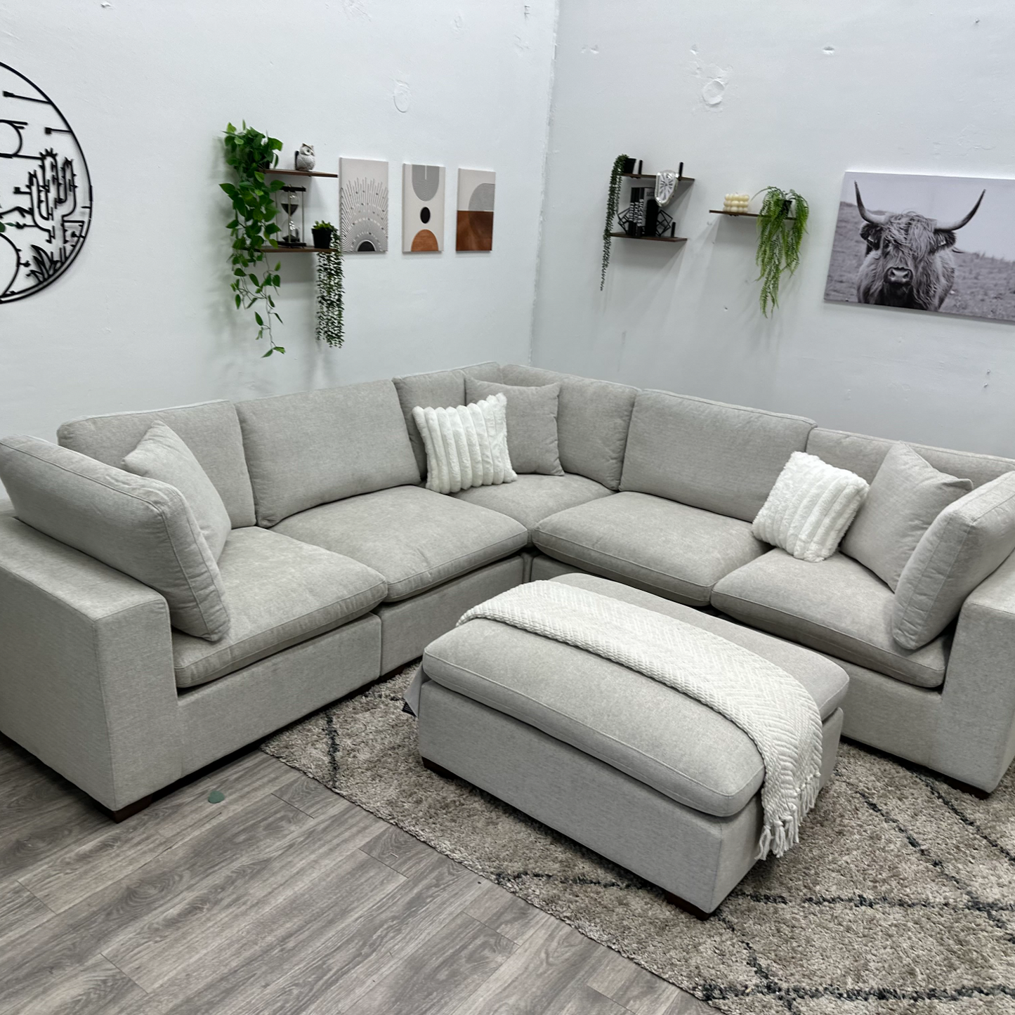 Lowell 6 Piece Light Gray Sectional