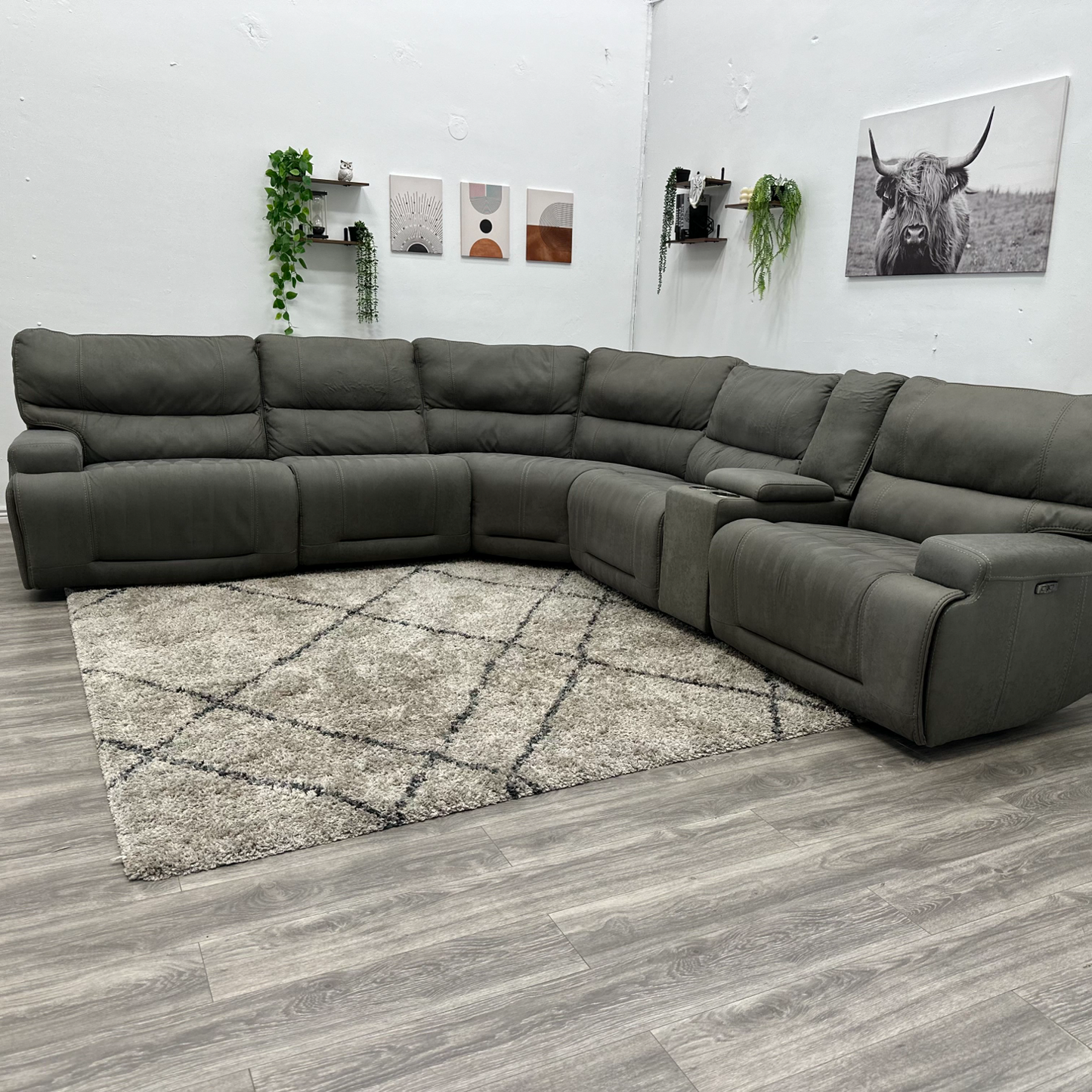 Grey Recliner Sectional Couch - Free Delivery