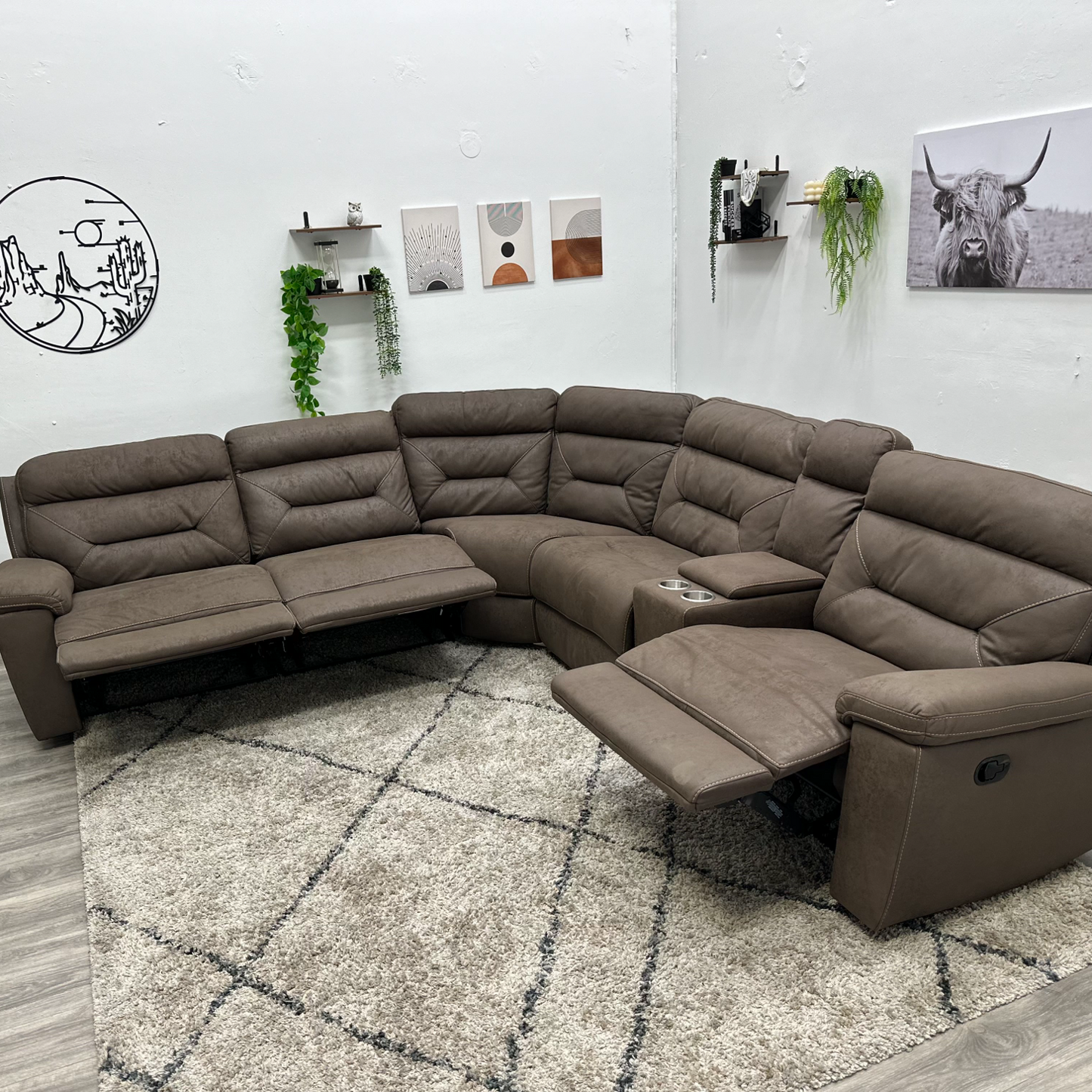 Brown Recliner Sectional Couch - Free Delivery
