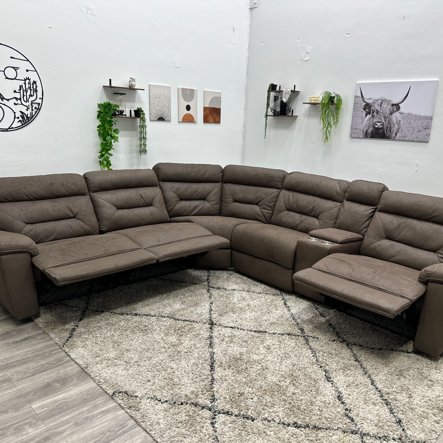 Brown Recliner Sectional Couch - Free Delivery
