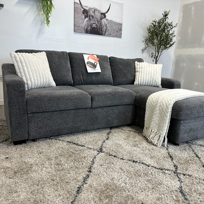 Grey Sleeper Sectional Couch - Free Delivery