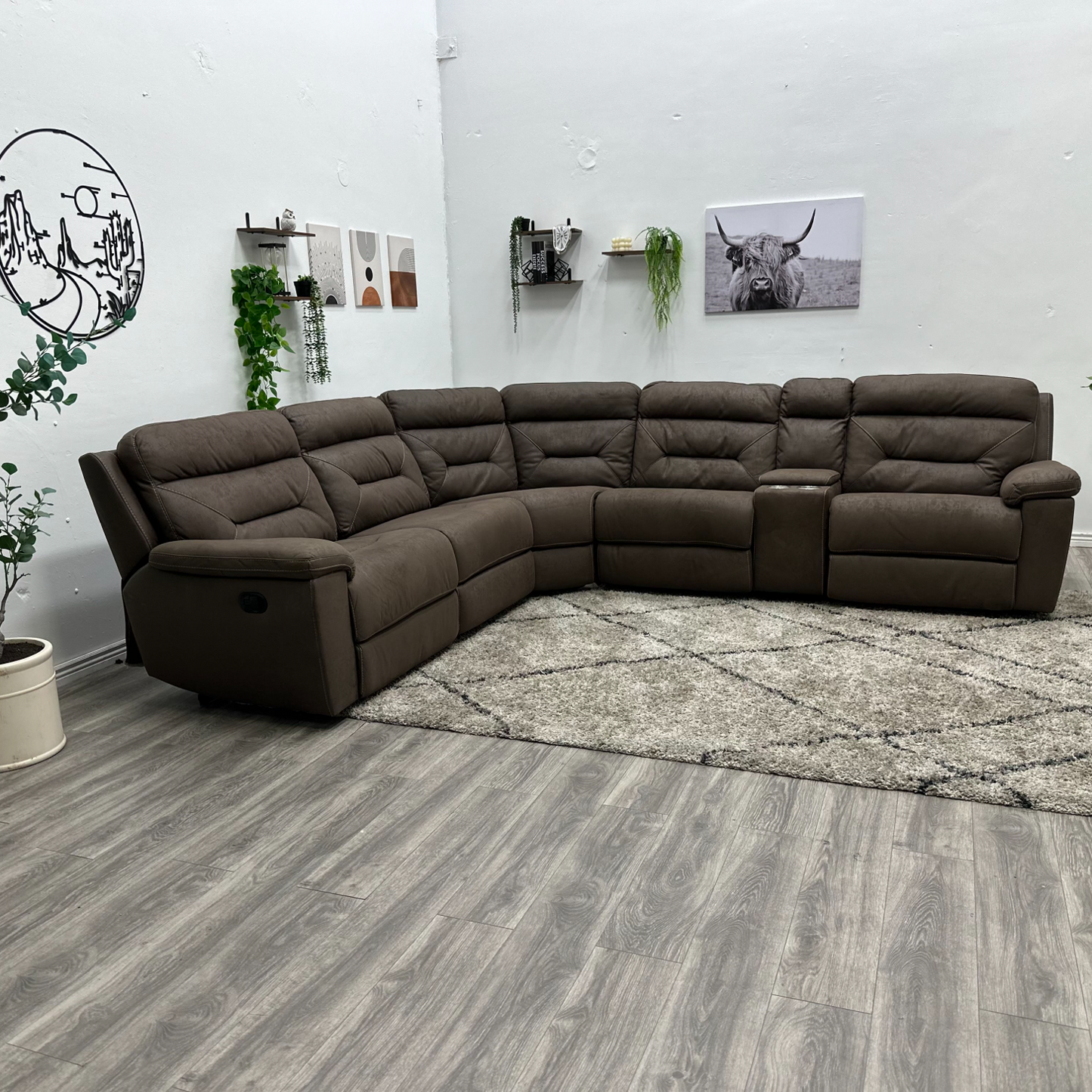 Brown Recliner Sectional Couch - Free Delivery