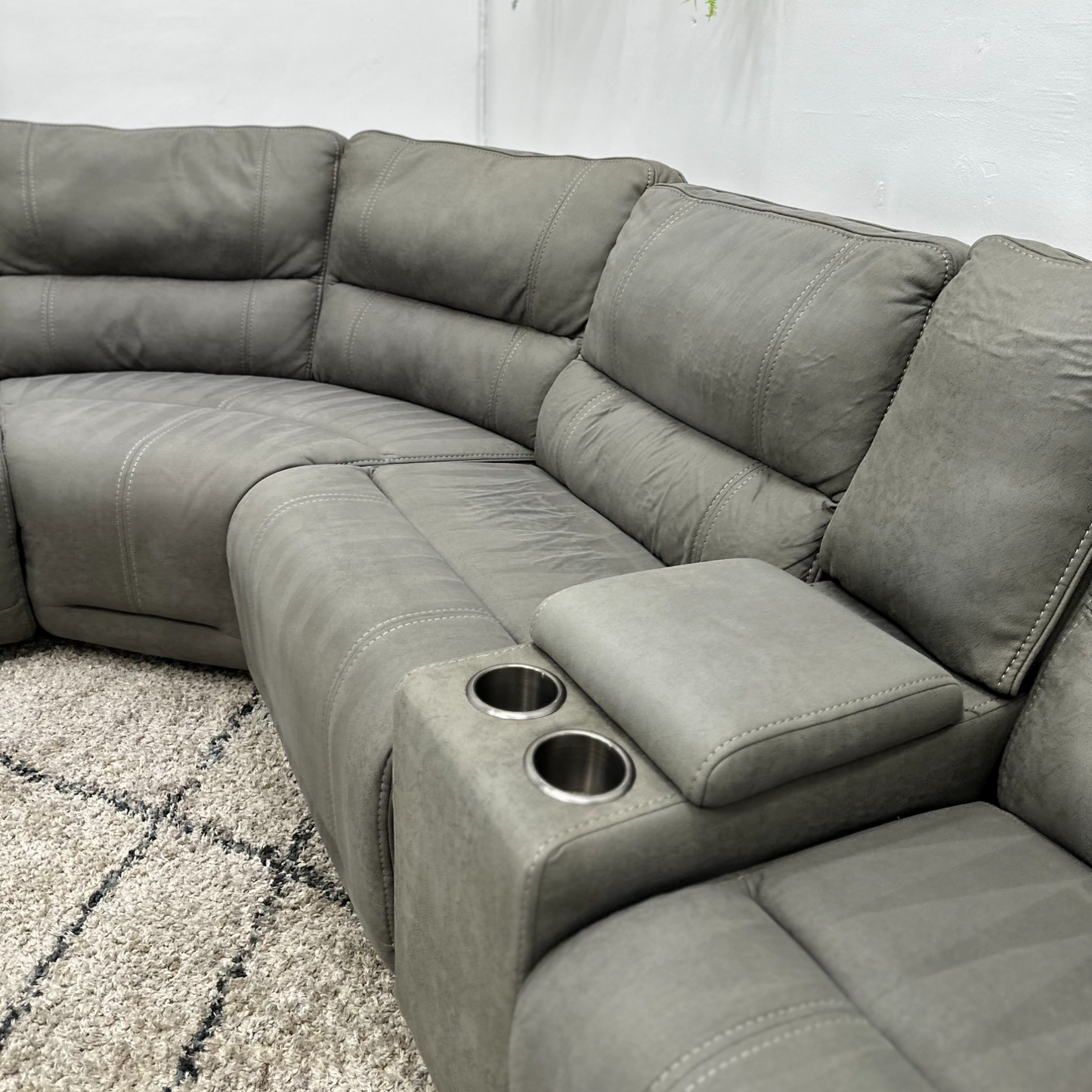 Grey Recliner Sectional Couch - Free Delivery
