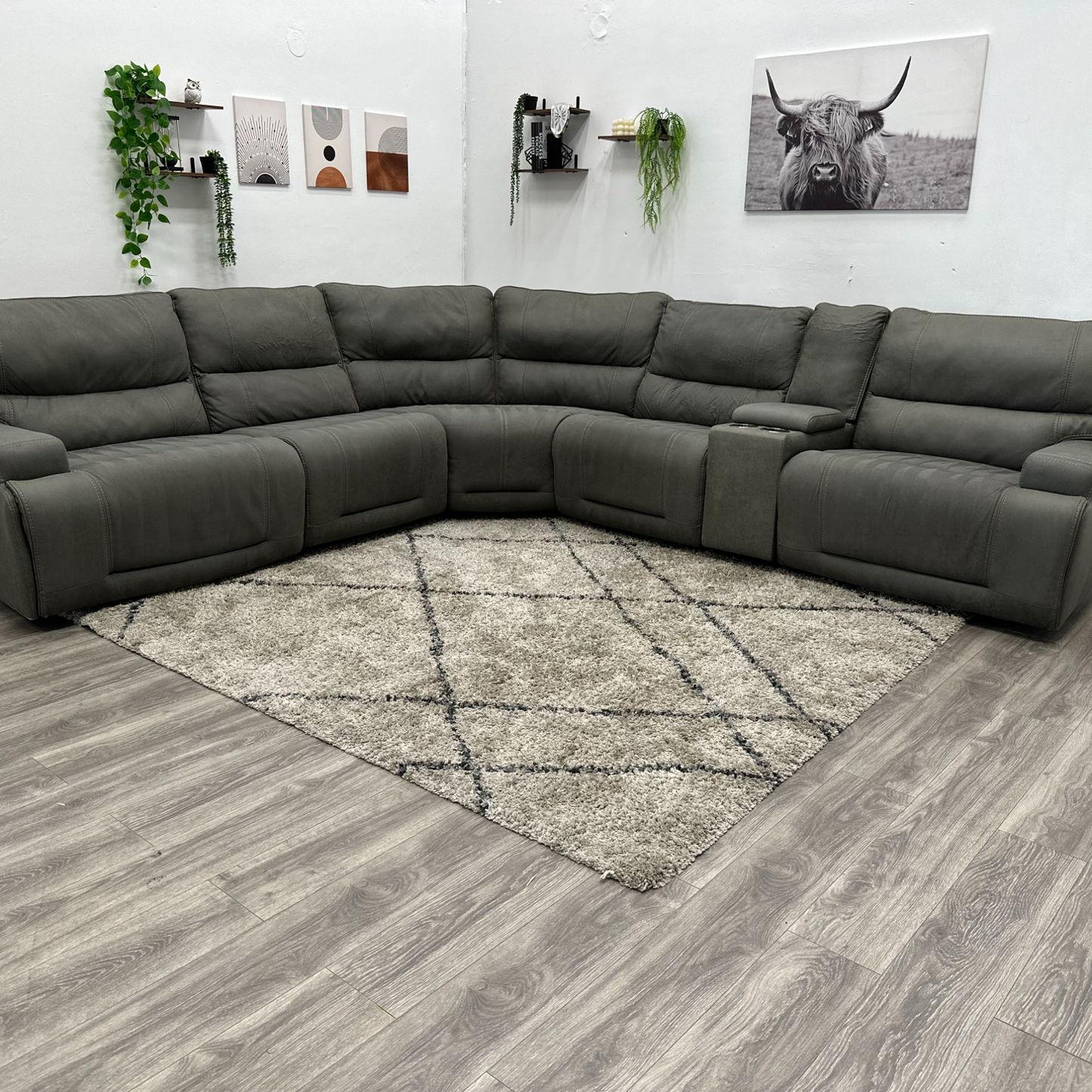 Grey Recliner Sectional Couch - Free Delivery