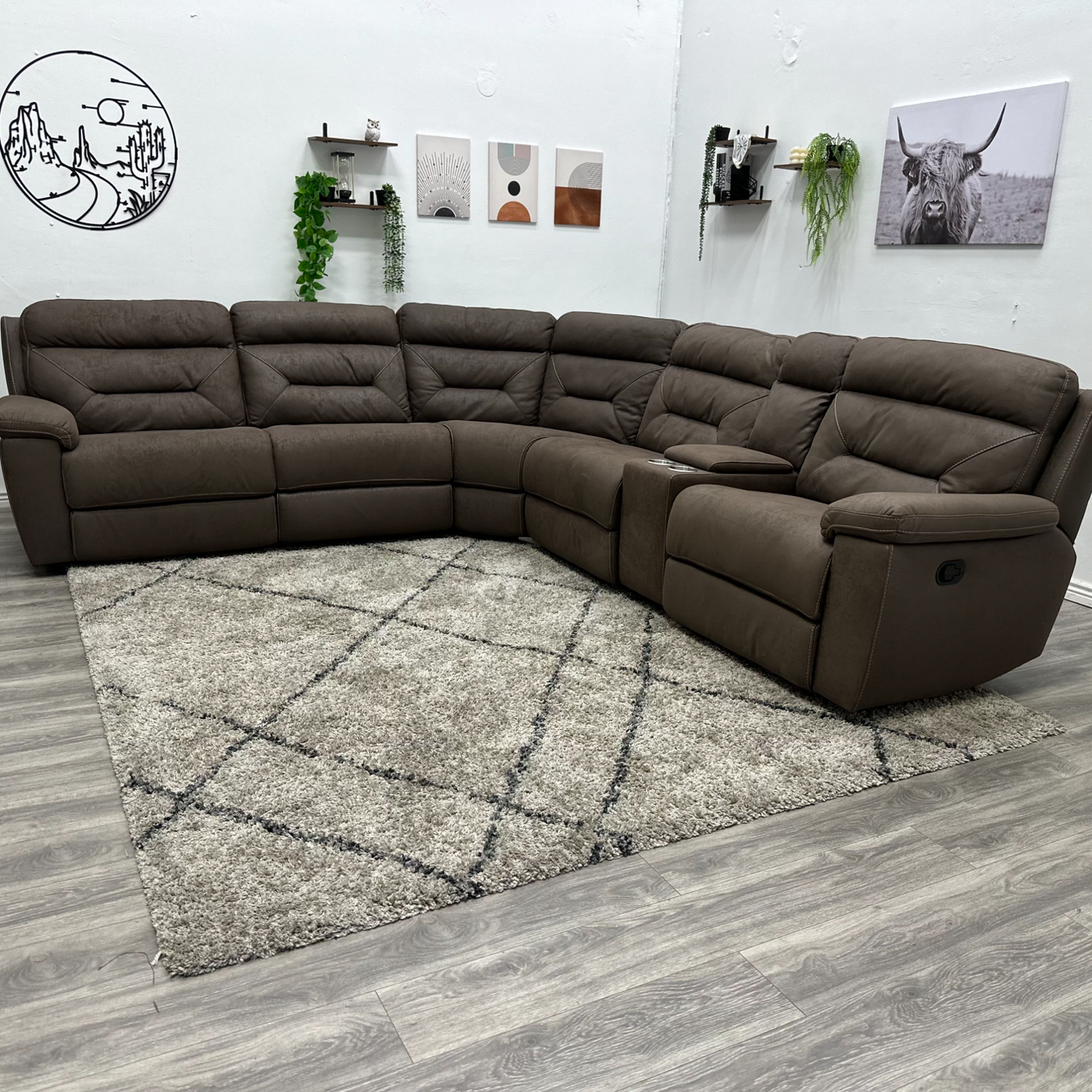 Brown Recliner Sectional Couch - Free Delivery