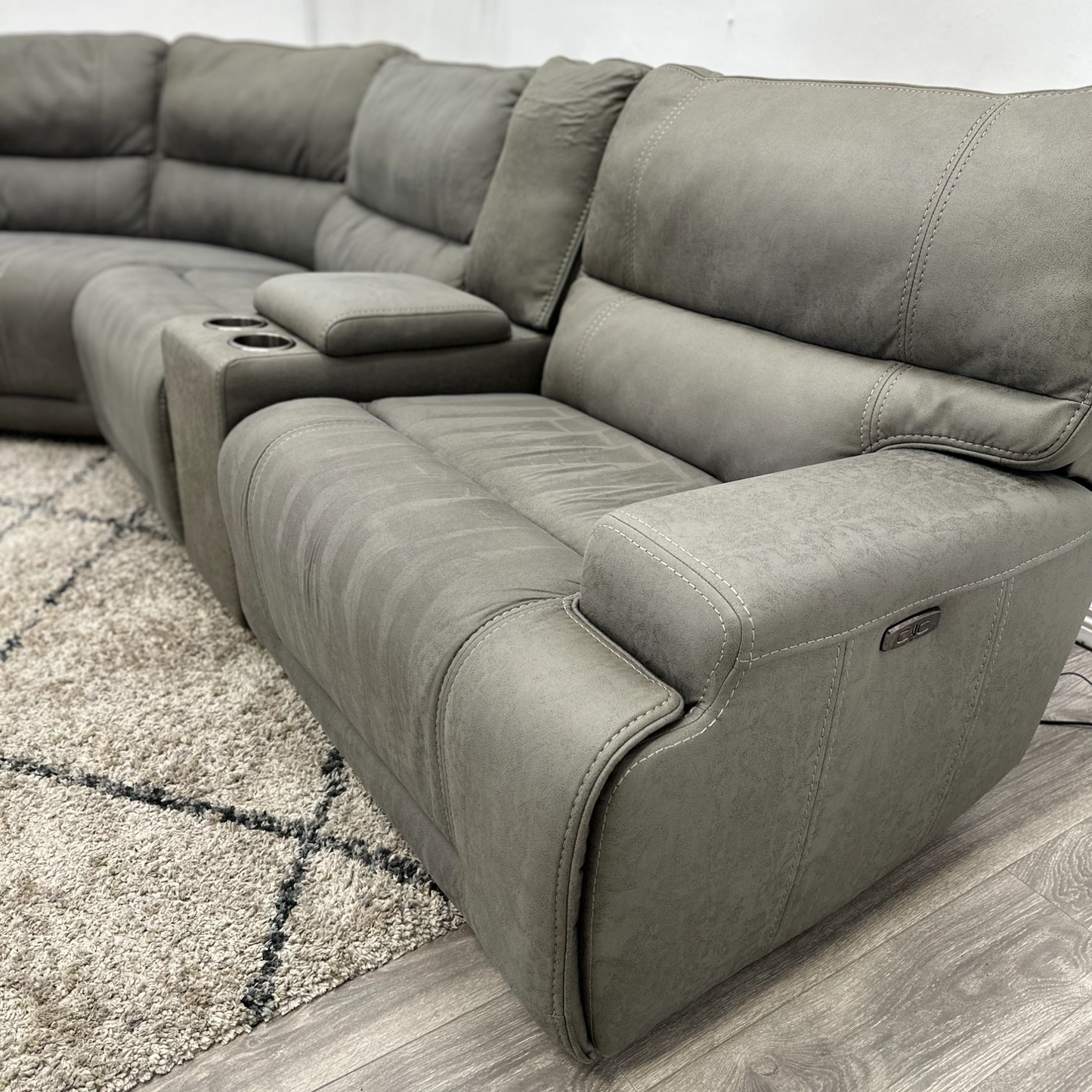 Grey Recliner Sectional Couch - Free Delivery