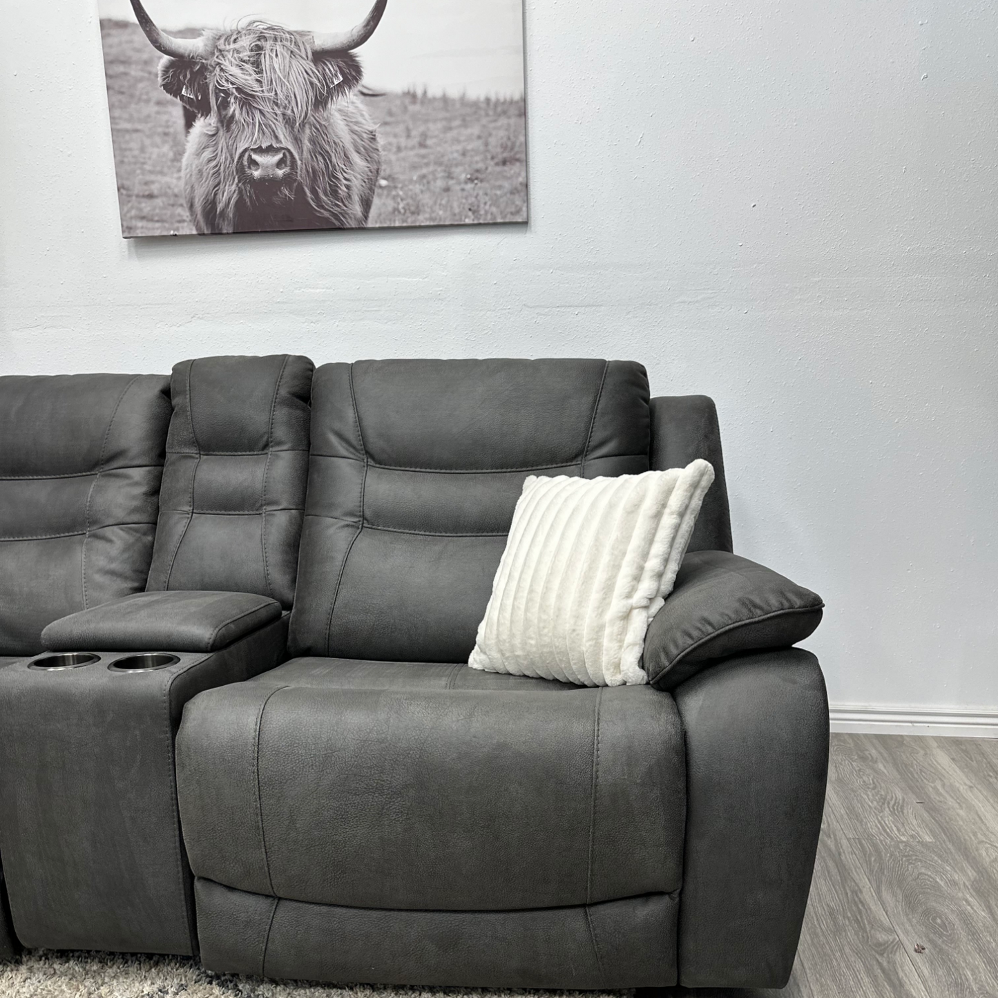 Dark Grey Sectional Couch Recliner - Free Delivery