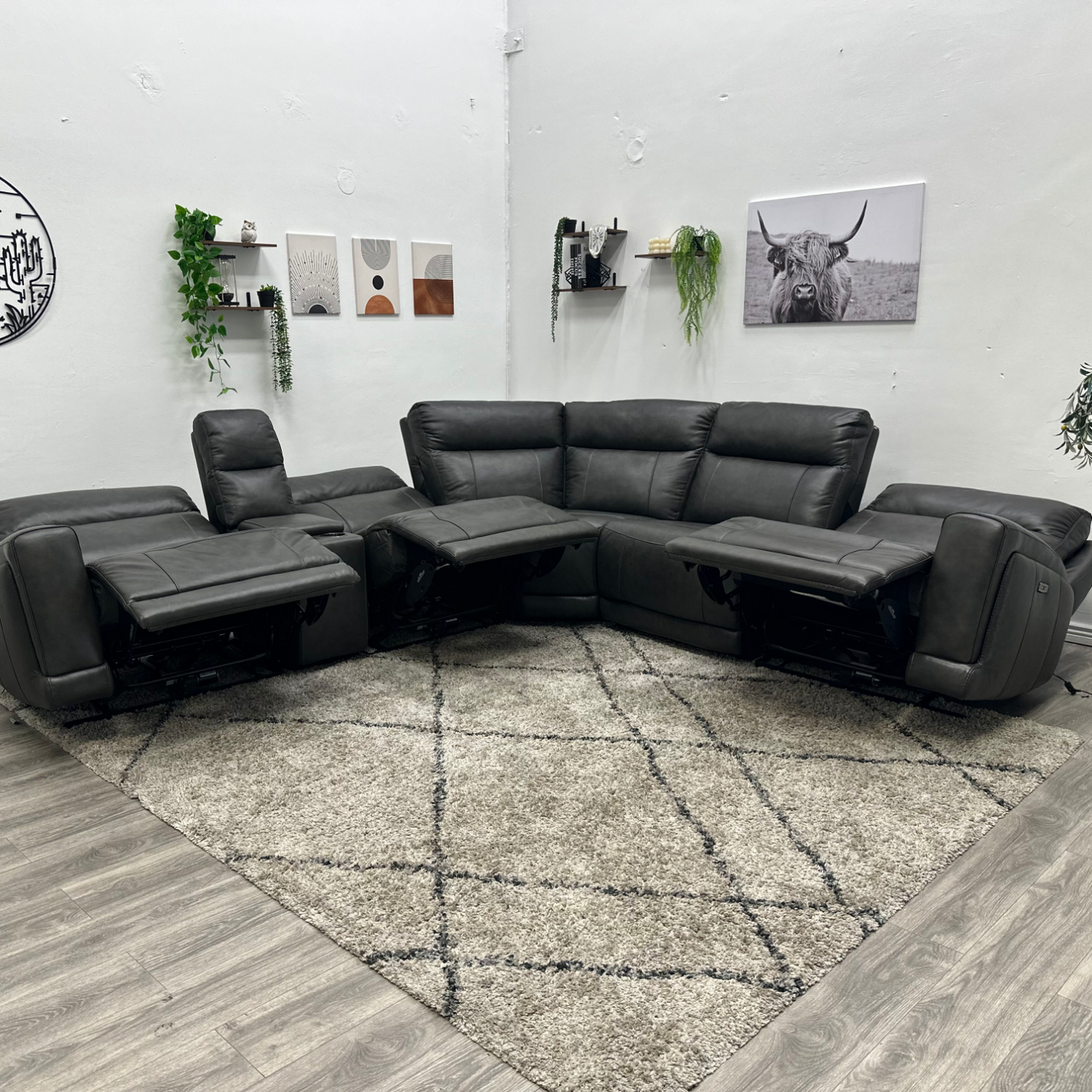 Leather Recliner Sectional Couch - Free Delivery
