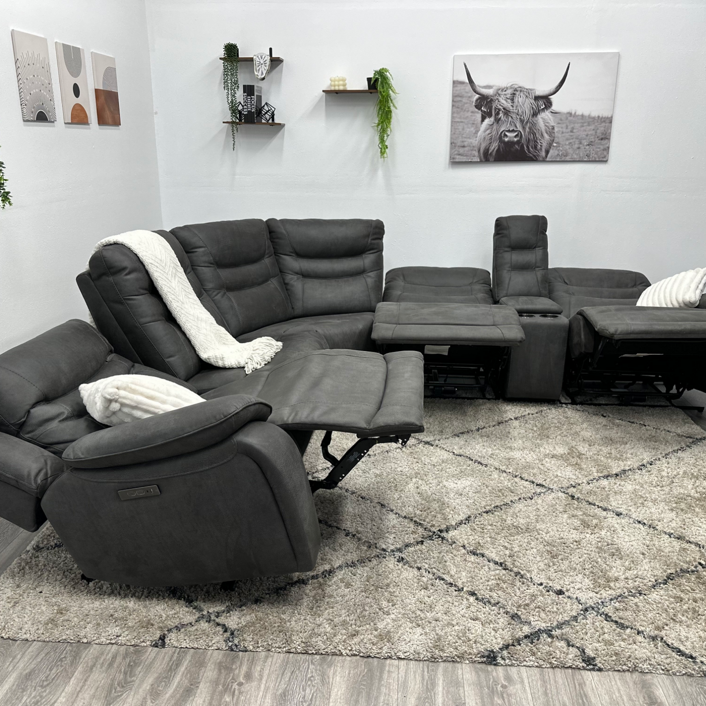 Dark Grey Sectional Couch Recliner - Free Delivery