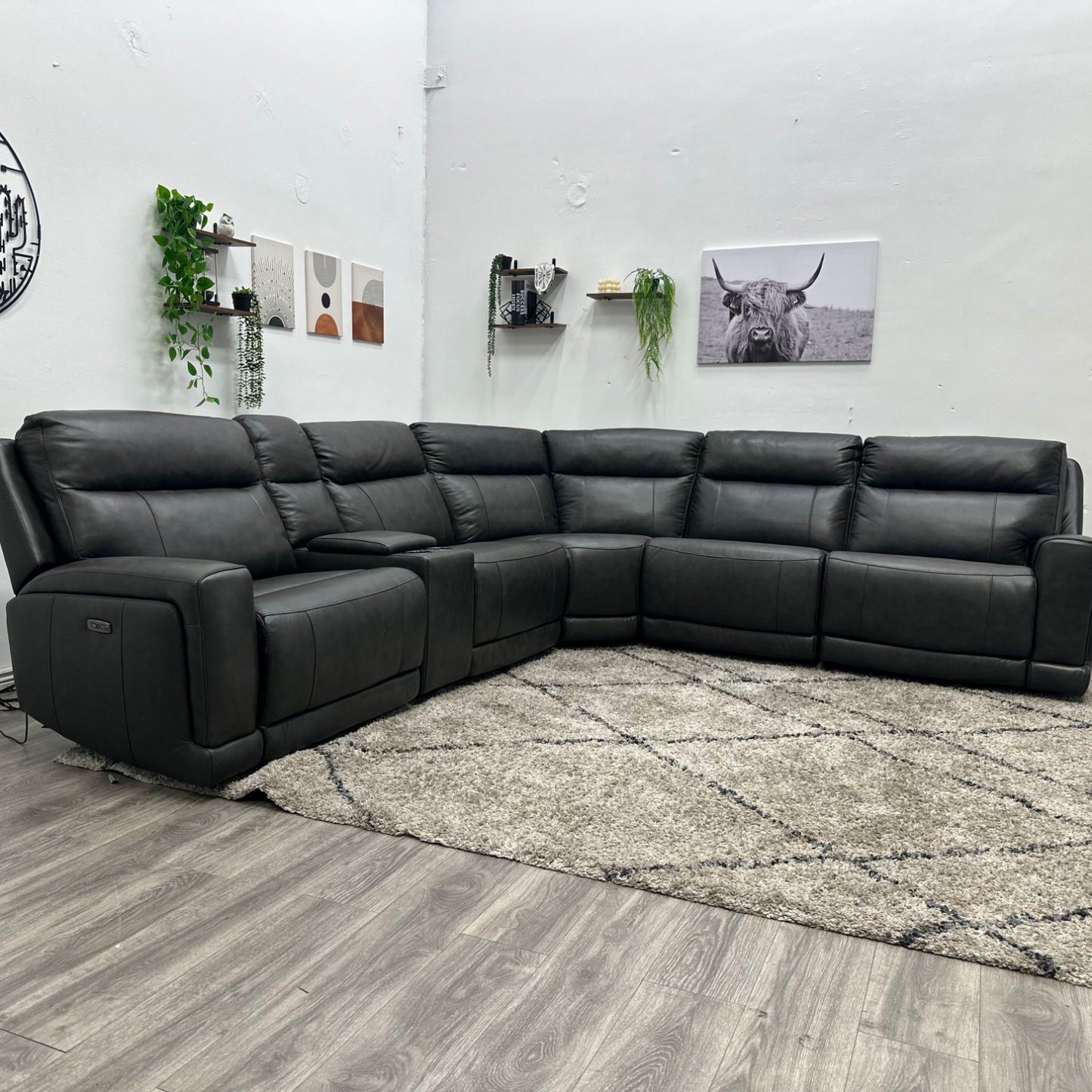 Leather Recliner Sectional Couch - Free Delivery