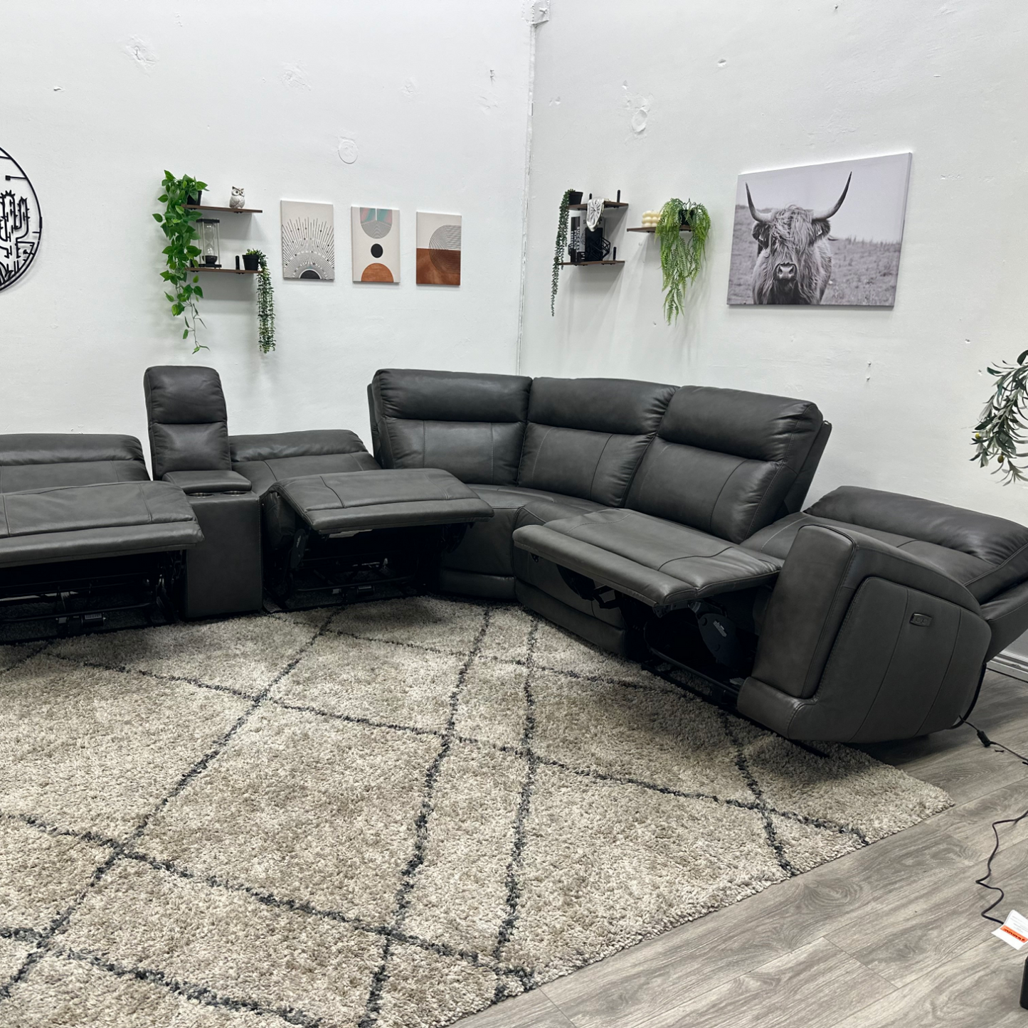 Leather Recliner Sectional Couch - Free Delivery