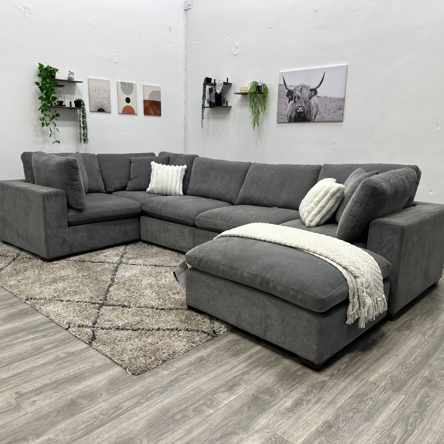 Grey Modular Cloud Sectional Couch - Free Delivery