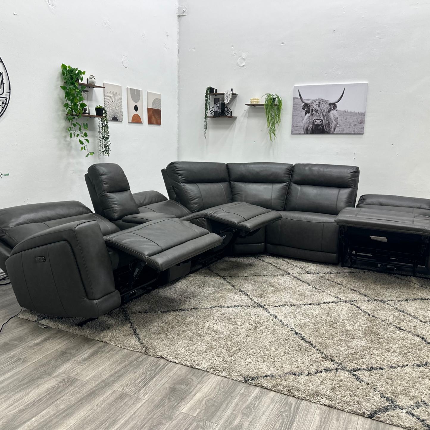 Leather Recliner Sectional Couch - Free Delivery