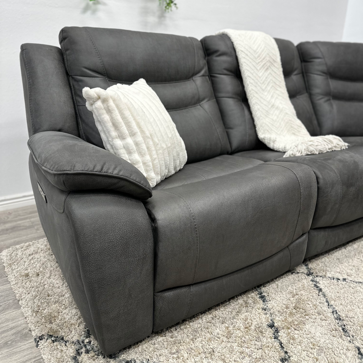 Dark Grey Sectional Couch Recliner - Free Delivery