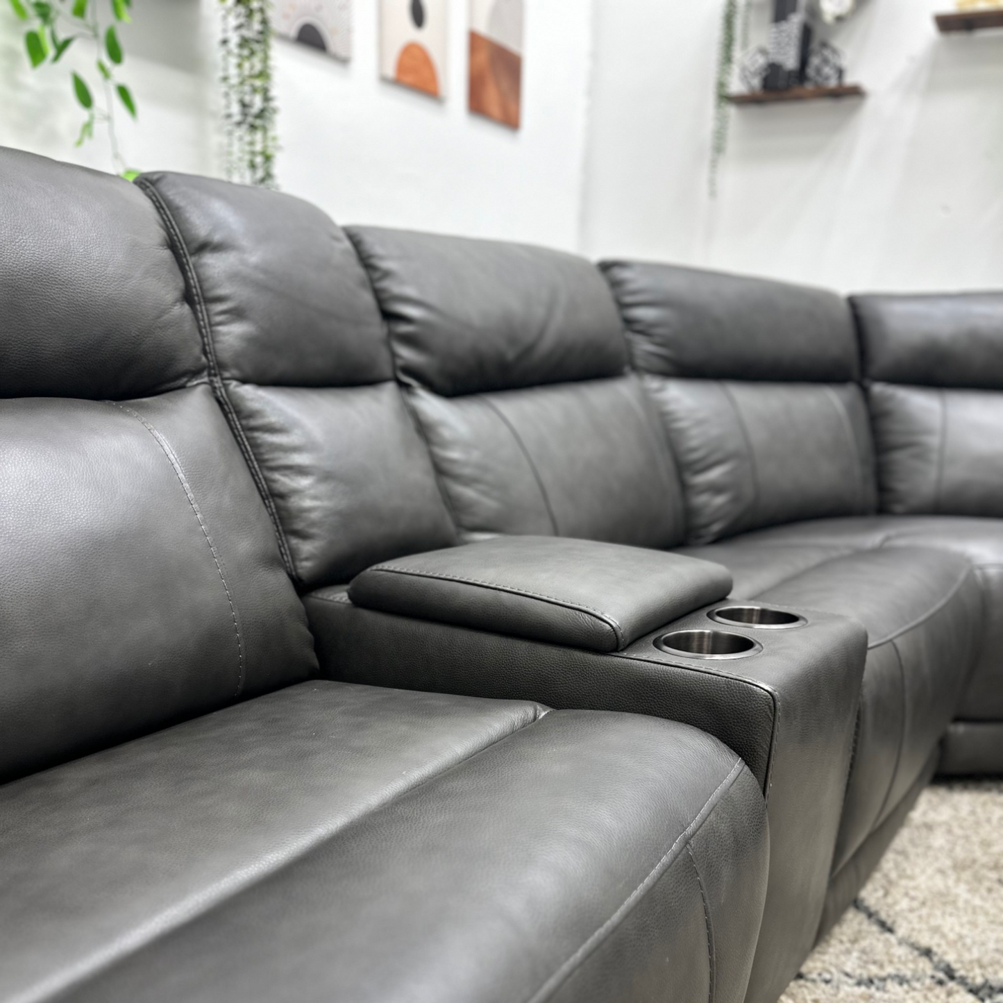 Leather Recliner Sectional Couch - Free Delivery